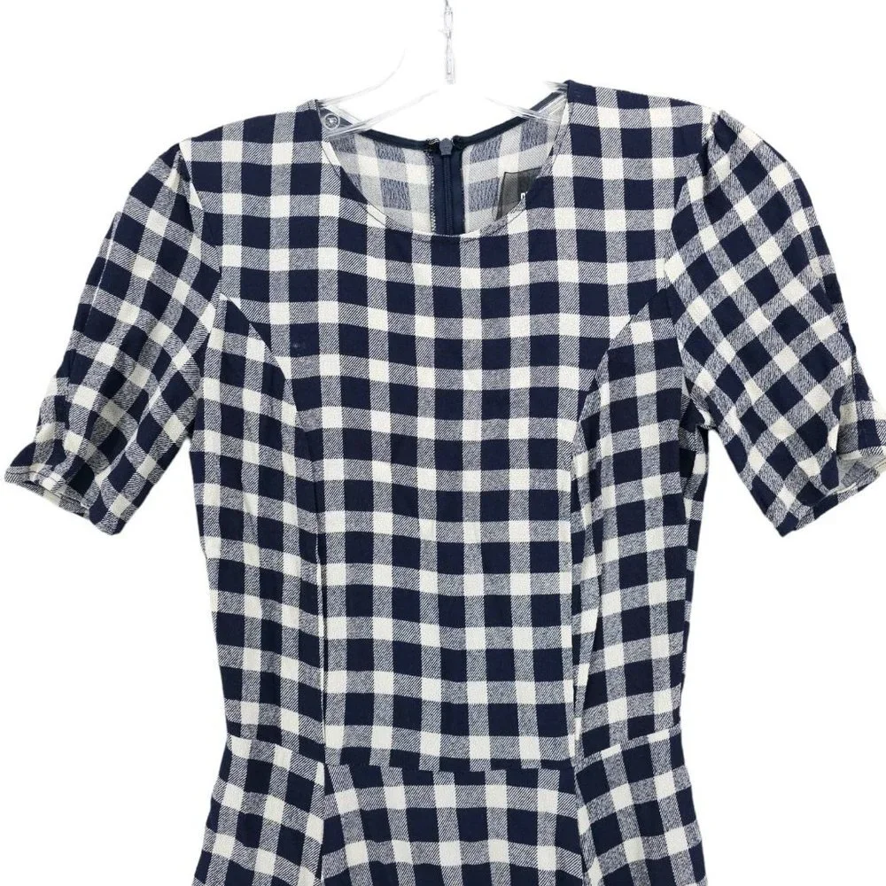 REFORMATION Mini Dress Blue White Gingham Check Fit Flare XS - Picture 2 of 8